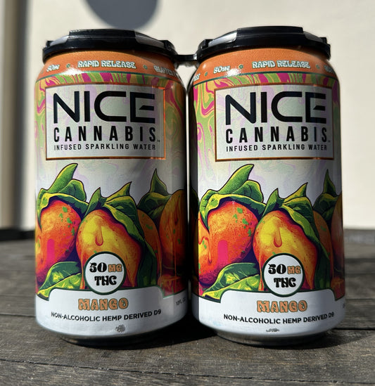 Nice Cannabis - 50mg Sparkling Water - Mango 4-pack