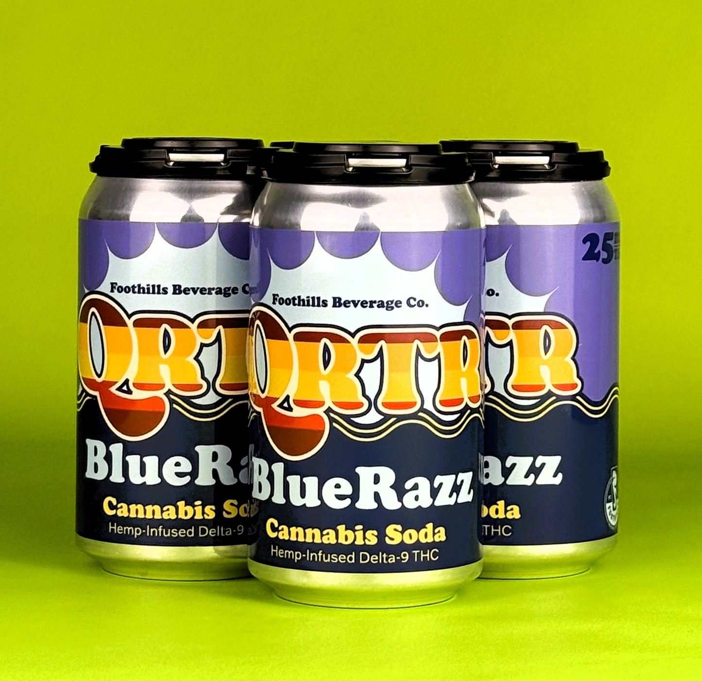 QRTR Cannabis 25MG Soda 4-Pack - BlueRazz - Foothills Brewing